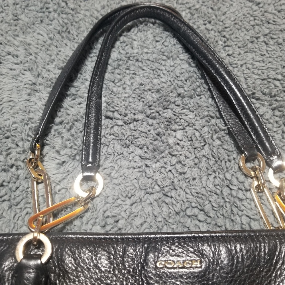 Coach black genuine leather bag with gold accents - Picture 5 of 7